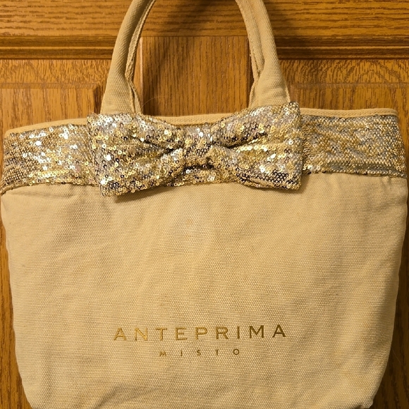 Anteprima Misto Gold Sequin Tote Canvas Women's Bag - Picture 1 of 16